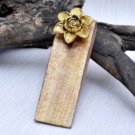 Golden Flower Ceramic Wooden Door Stopper
